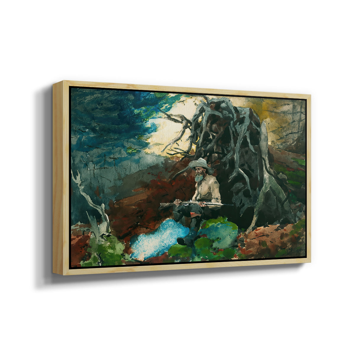 Campfire, Adirondacks, 1892 - Floater Framed Canvas Print