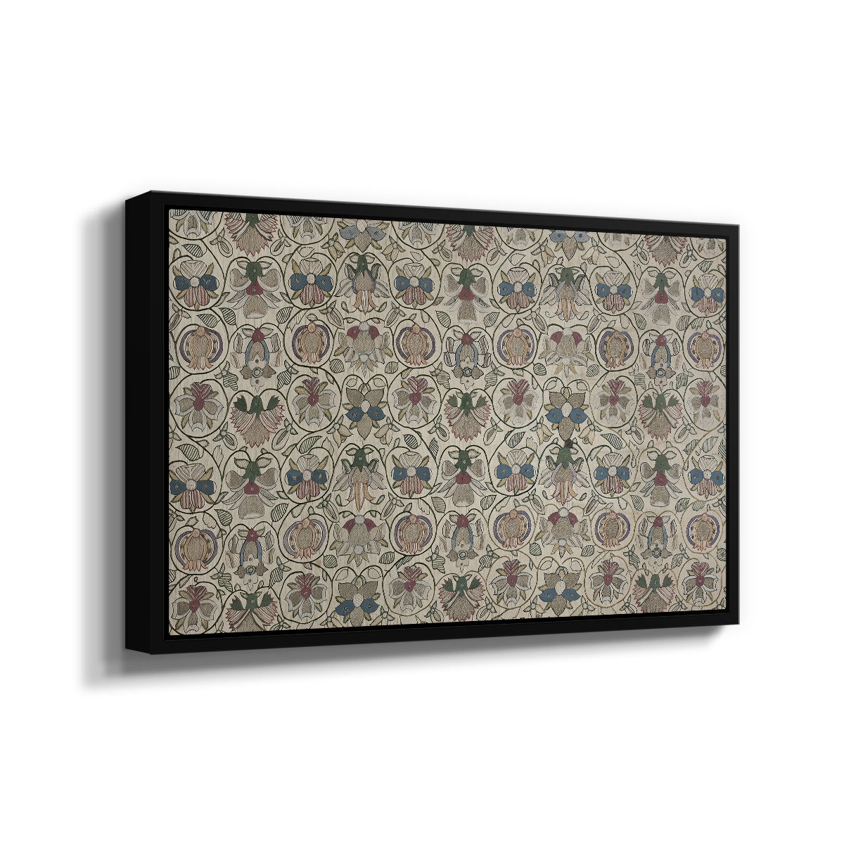 Long Cushion Cover (Printed Textile), c. 1600 - Floater Framed Canvas Print