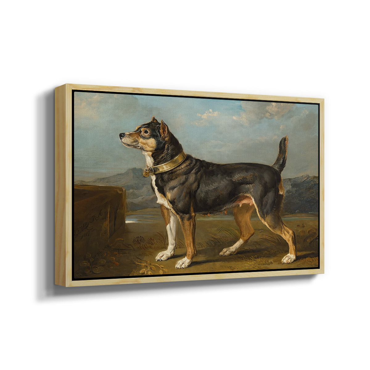 A Terrier in a Landscape, c. 1811 - Floater Framed Canvas Print