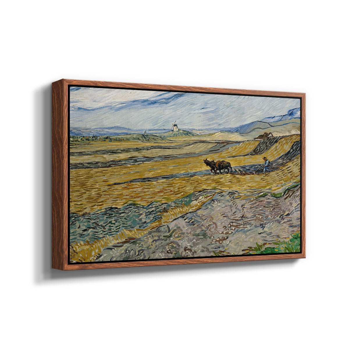 Enclosed Field with Ploughman, 1889 - Floater Framed Canvas Print