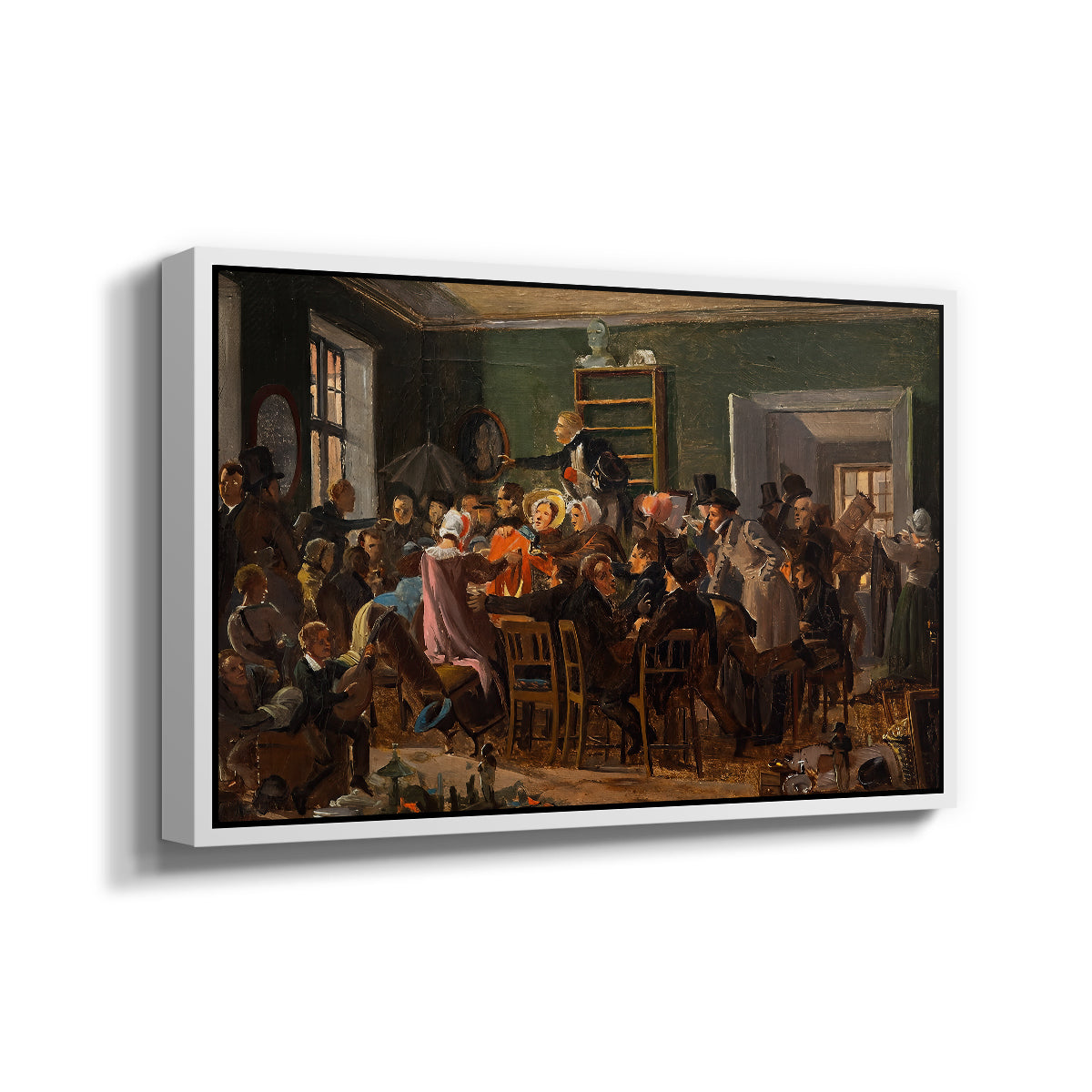 An Auction Scene, 1835 - Floater Framed Canvas Print
