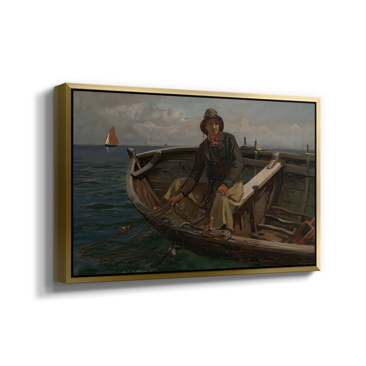 Fishermen from Rügen, 1882 - Floater Framed Canvas Print