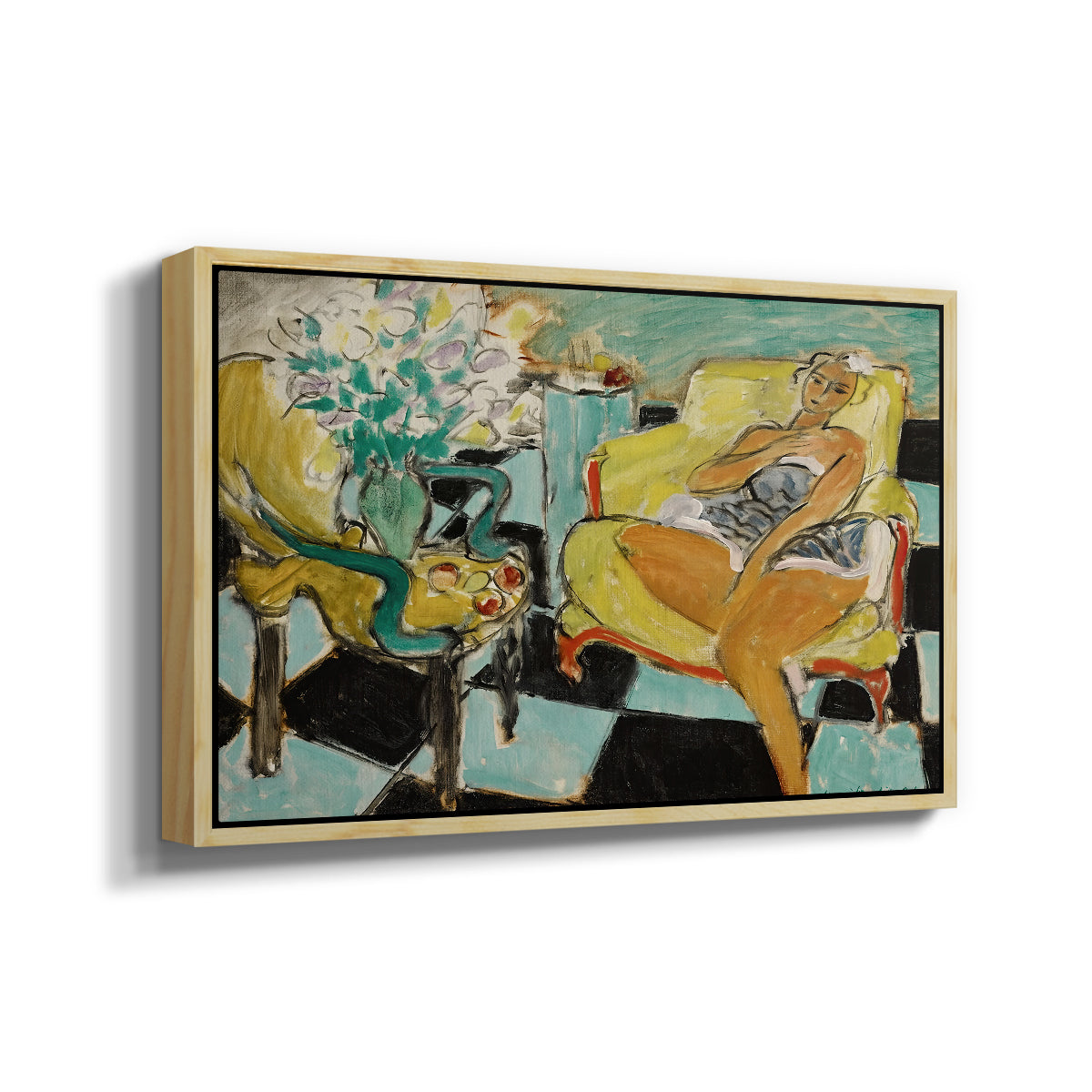 Seated Woman with Flower, 1942 - Floater Framed Canvas Print