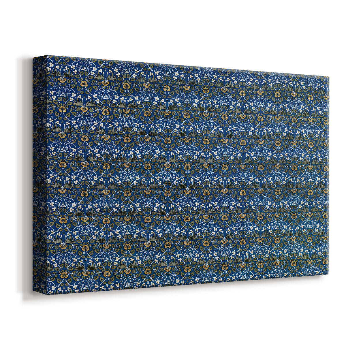 Canvas art print featuring a decorative design with fine-scale botanical elements in grid-like arrangement, displayed at an angle