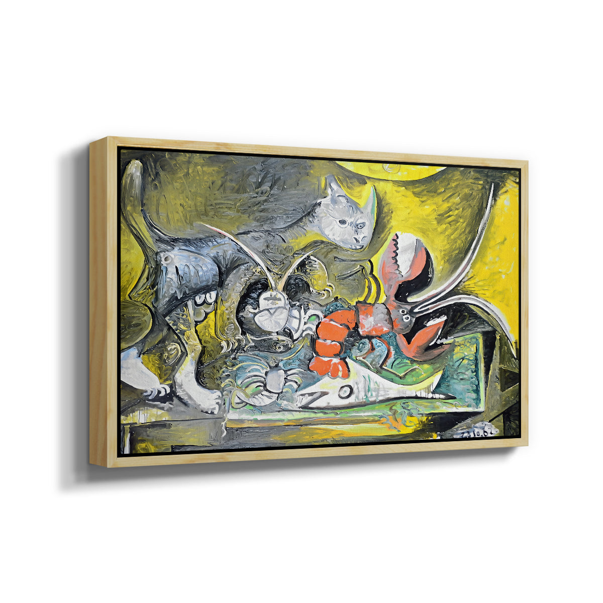 Still Life with Cat and Lobster, 1962 - Floater Framed Canvas Print