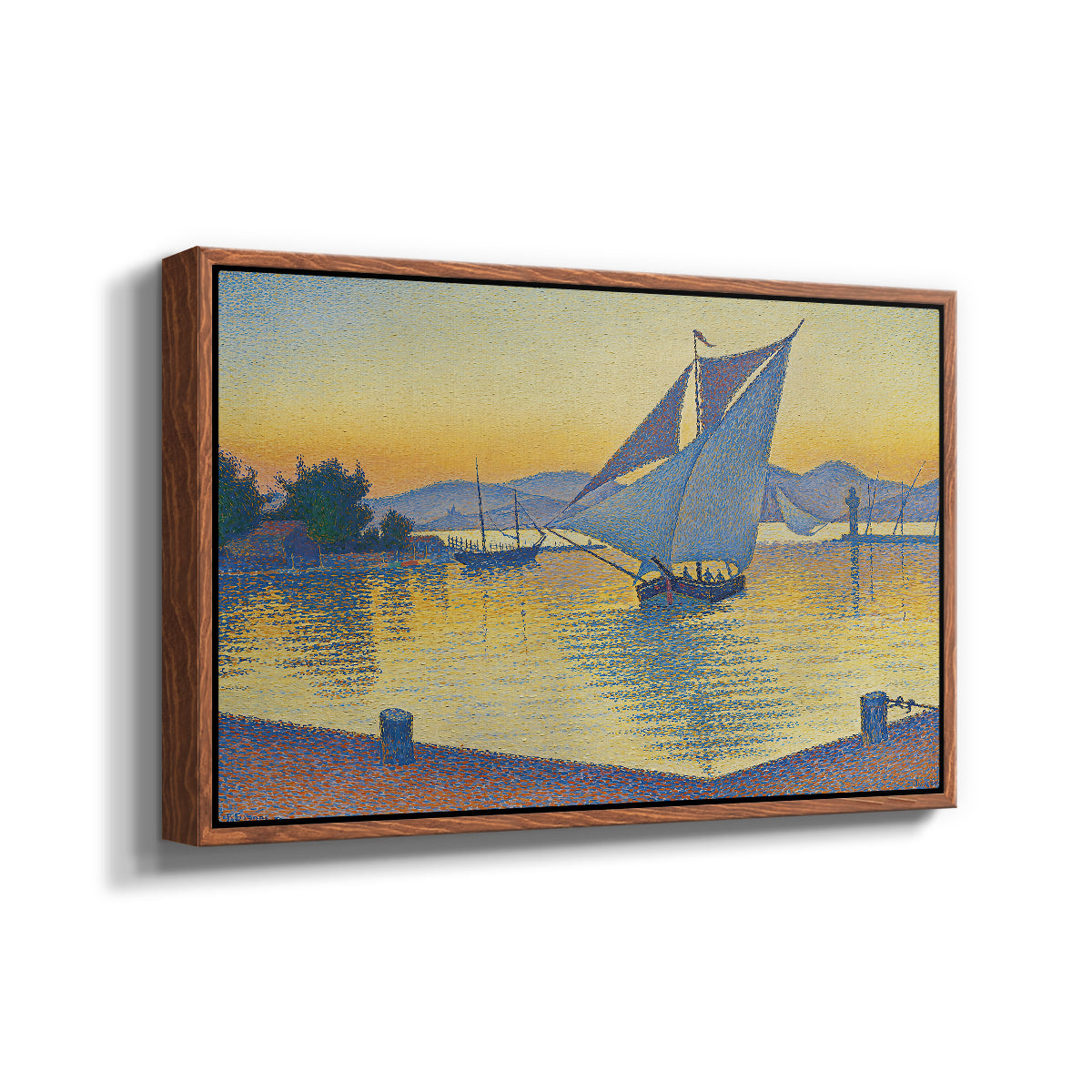 The Port at Sunset, Opus 236, Saint Tropez, 1892 - Floater Framed Canvas Print
