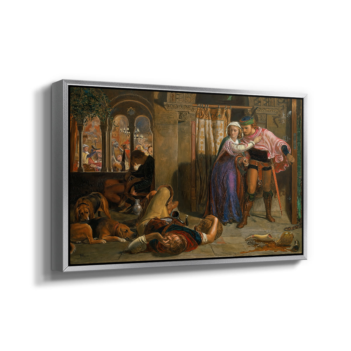 The Flight of Madeline and Porphyro, 1848 - Floater Framed Canvas Print
