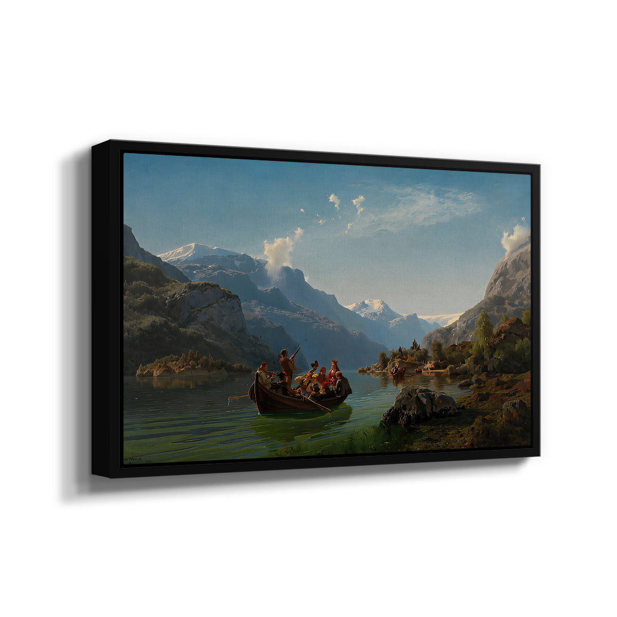 Bridal Procession on the Hardangerfjord, 1848 - Floater Framed Canvas Print