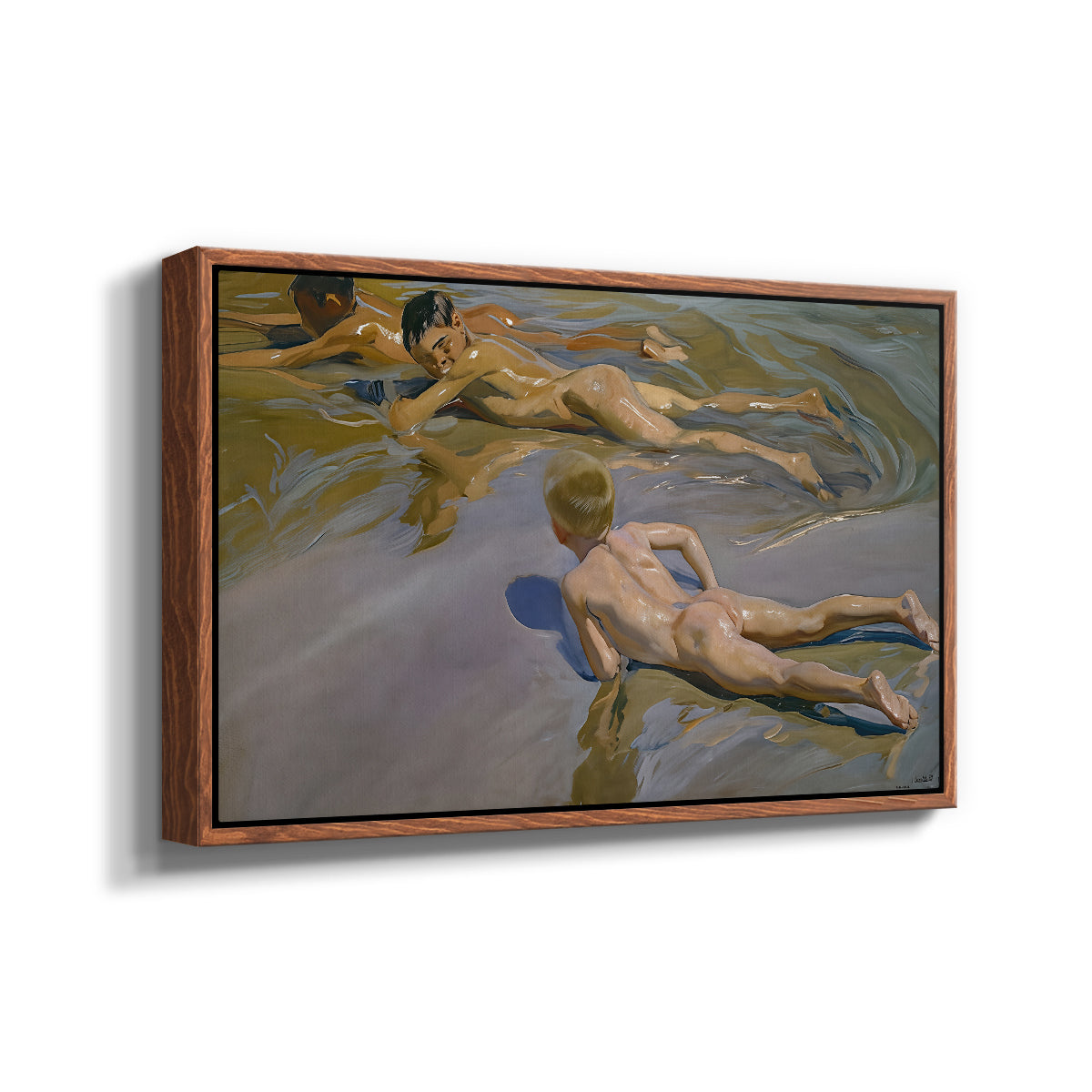 Boys on the Beach, 1910 - Floater Framed Canvas Print