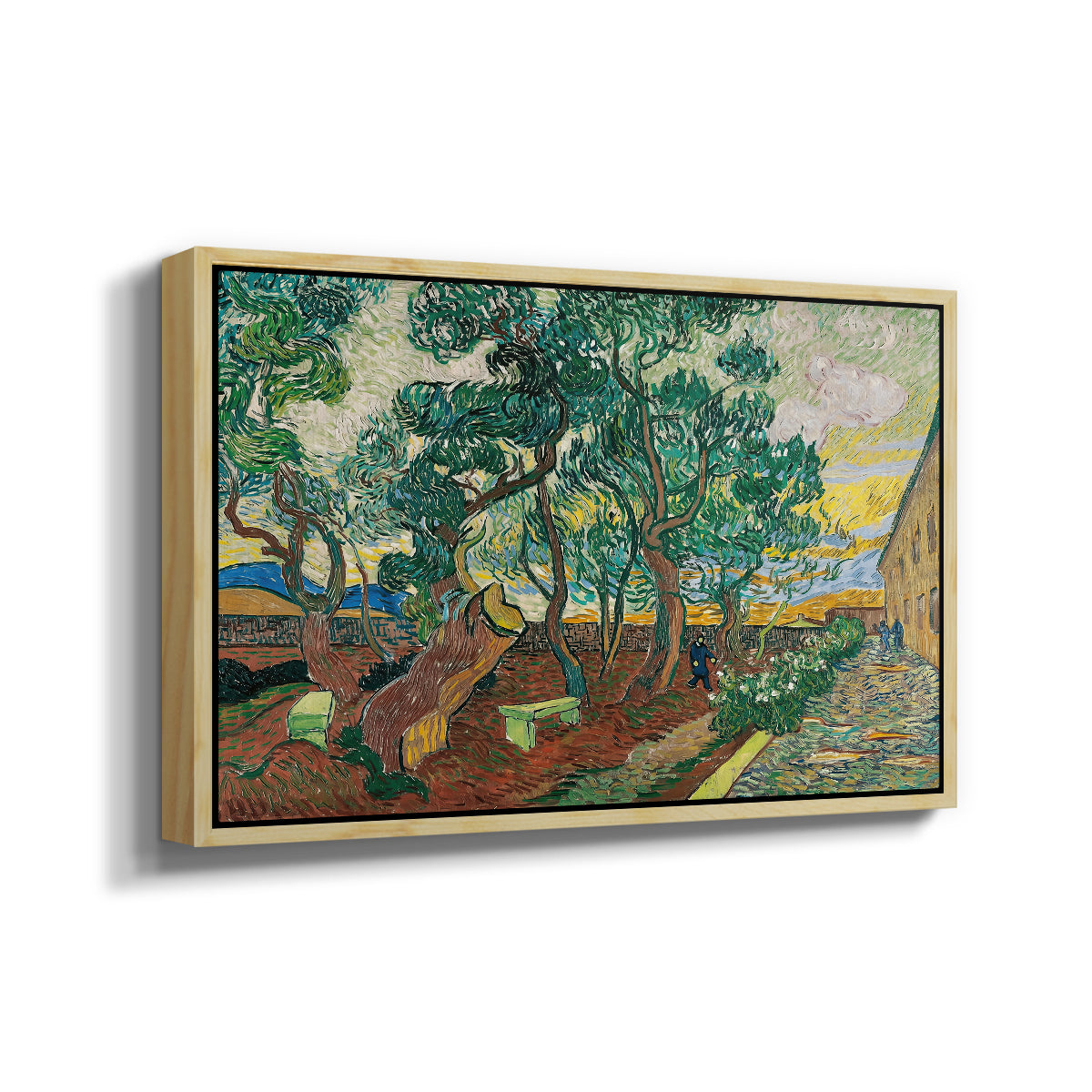 The Garden of Saint-Paul Hospital, 1889 - Floater Framed Canvas Print