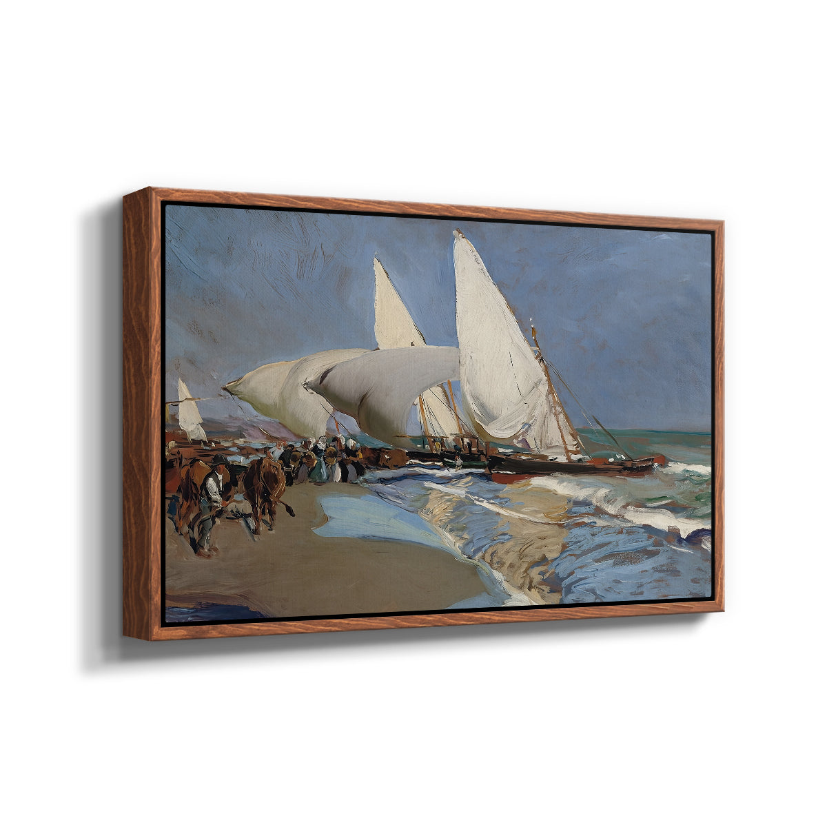 The Beach at Valencia, 1908 - Floater Framed Canvas Print