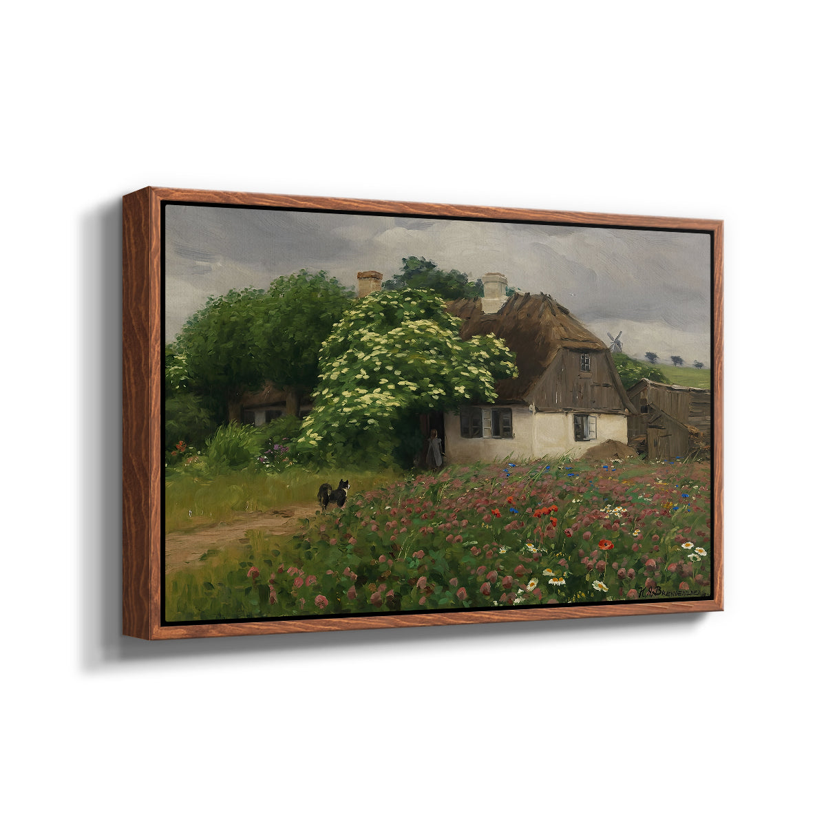 Farmhouse with Meadow Flowers, 1909 - Floater Framed Canvas Print