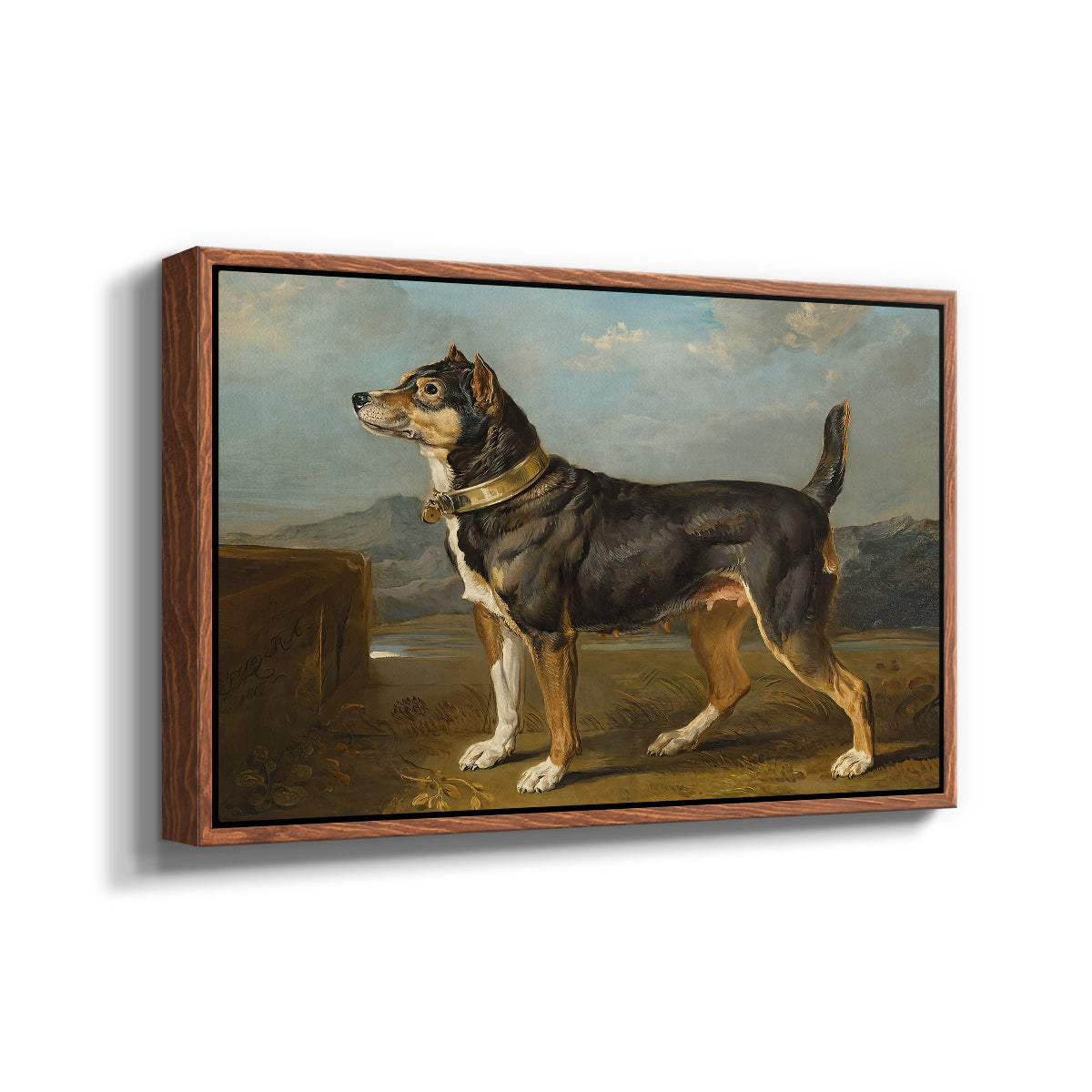 A Terrier in a Landscape, c. 1811 - Floater Framed Canvas Print