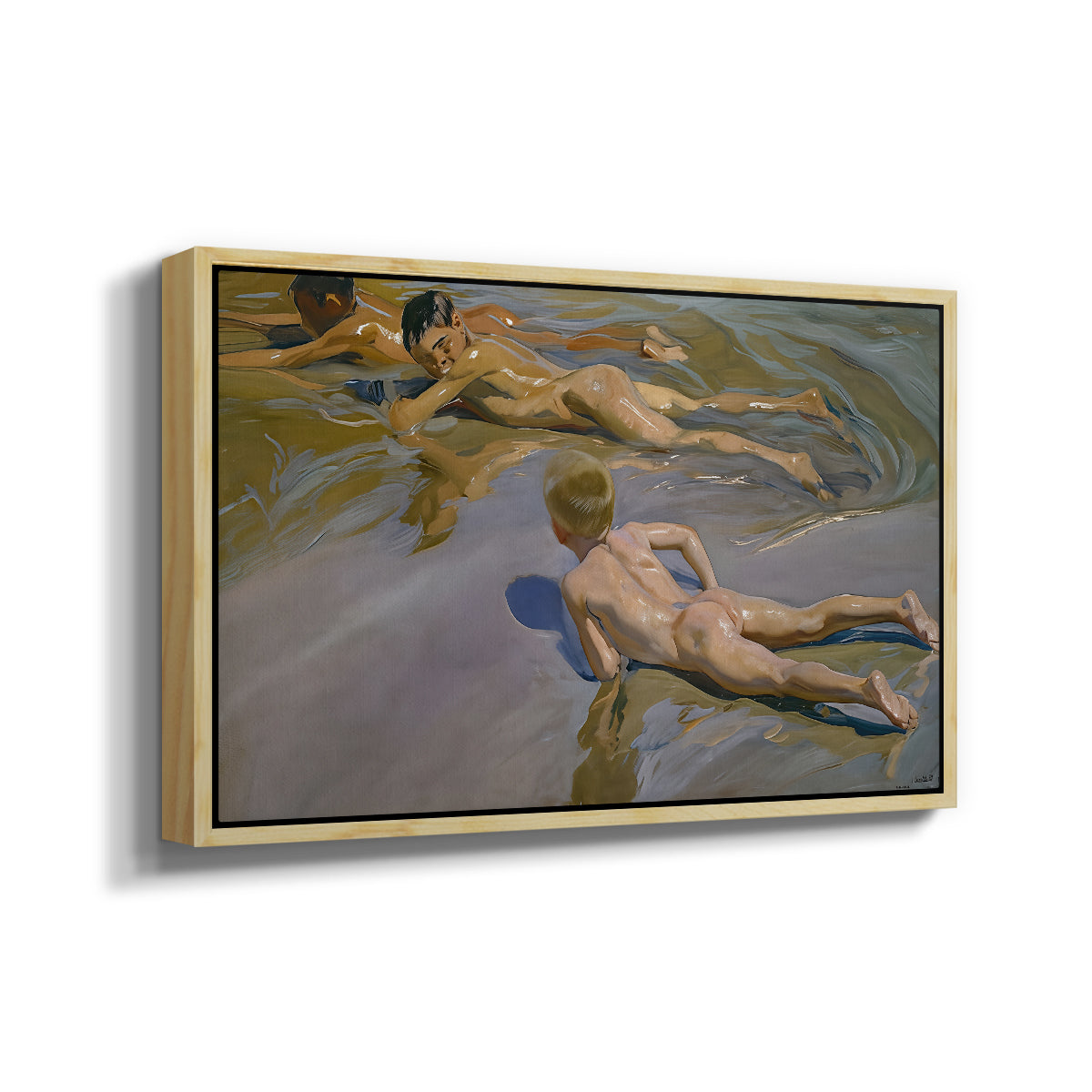 Boys on the Beach, 1910 - Floater Framed Canvas Print