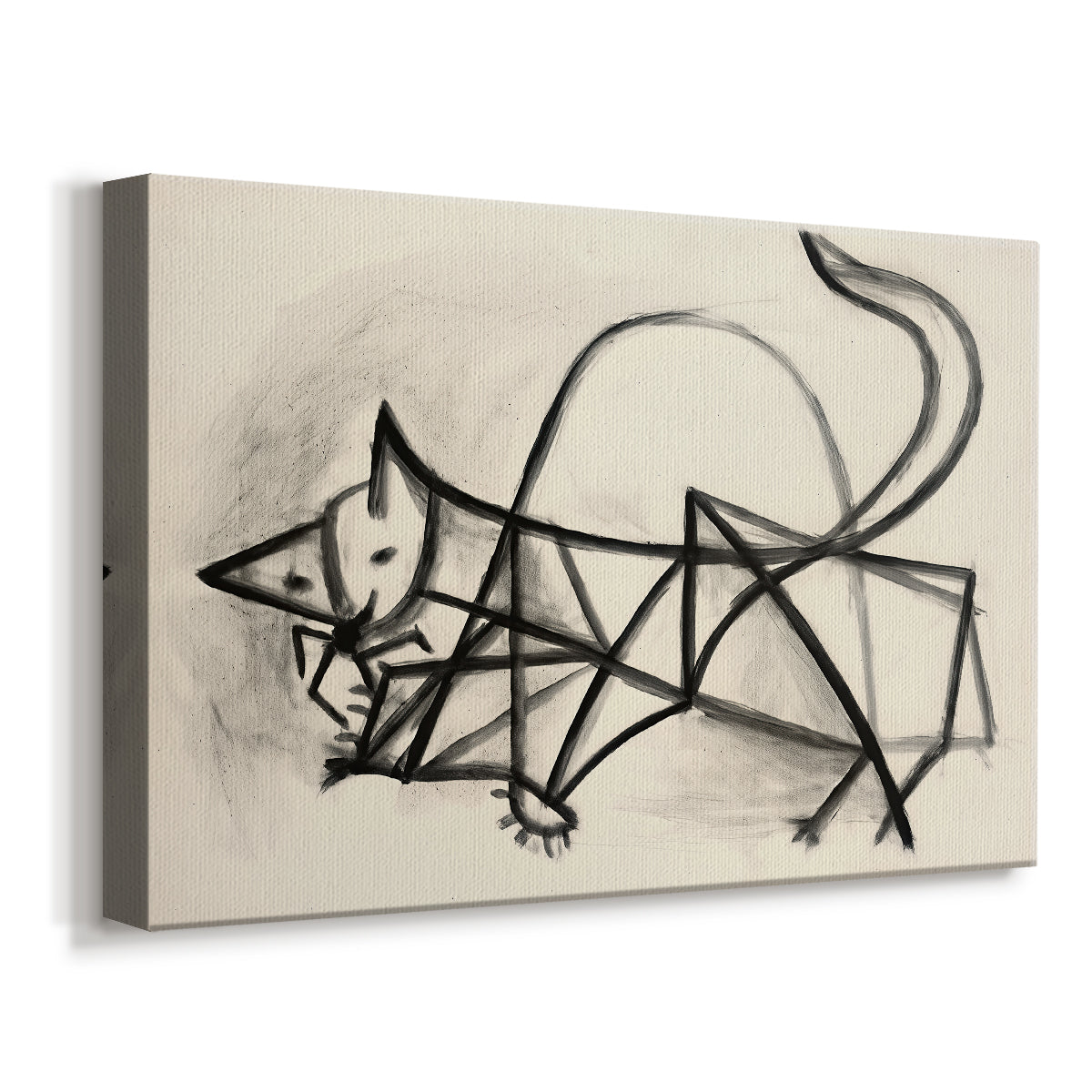 Canvas art print featuring a minimal animal study with contour lines, displayed at an angle