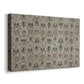 Canvas art print featuring a decorative fabric design with evenly spaced botanical motifs, displayed at an angle
