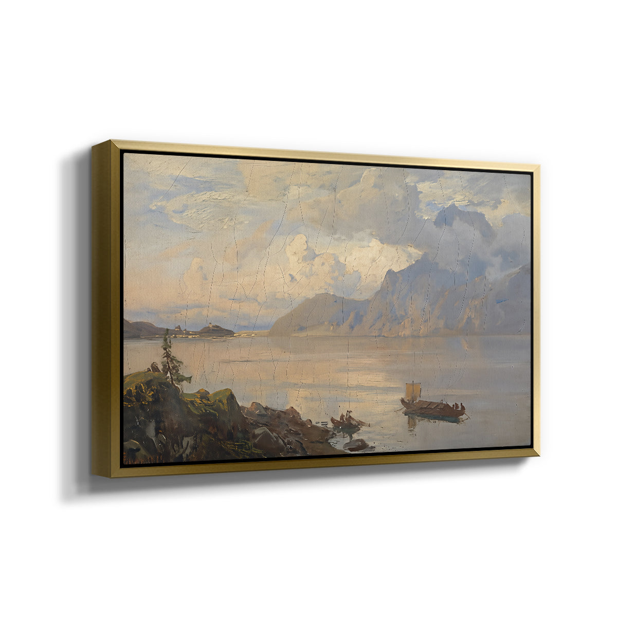 Traunsee, 1871 - Floater Framed Canvas Print