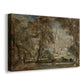 Canvas art print featuring an architectural landmark in countryside, displayed at an angle