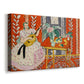 Canvas art print featuring a Fauvist composition combining musician and patterned surroundings, displayed at an angle