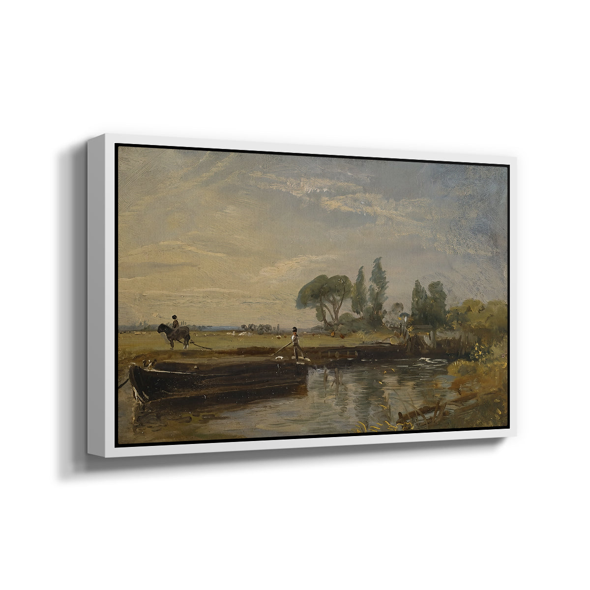 Barge below Flatford Lock, c. 1810 - Floater Framed Canvas Print