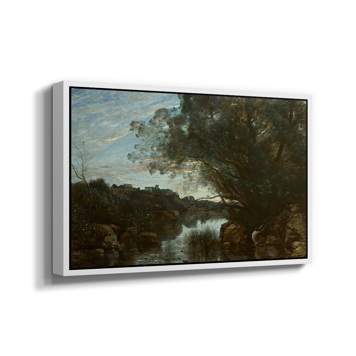 Souvenir of the Environs of Lake Nemi, 1865 - Floater Framed Canvas Print