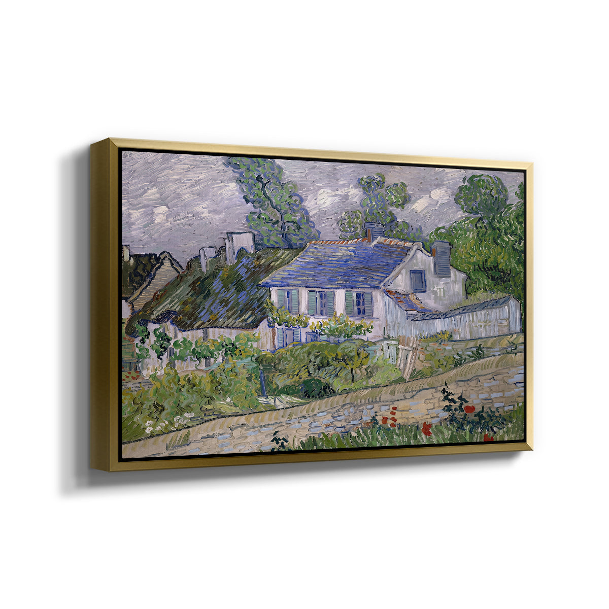 Houses in Auvers, 1890 - Floater Framed Canvas Print