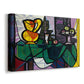 Canvas art print featuring a geometric still life with fragmented forms, displayed at an angle