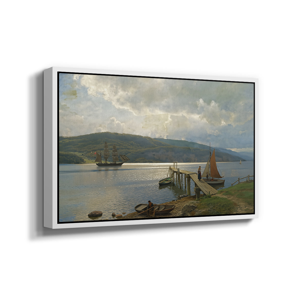 The Jetty at Feste near Moss, 1898 - Floater Framed Canvas Print