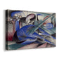 Canvas art print featuring an expressionist animal resting within stylized environment, displayed at an angle