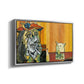 Woman Yelling at a Cat Meme (Picasso Parody) - Floater Framed Canvas Print