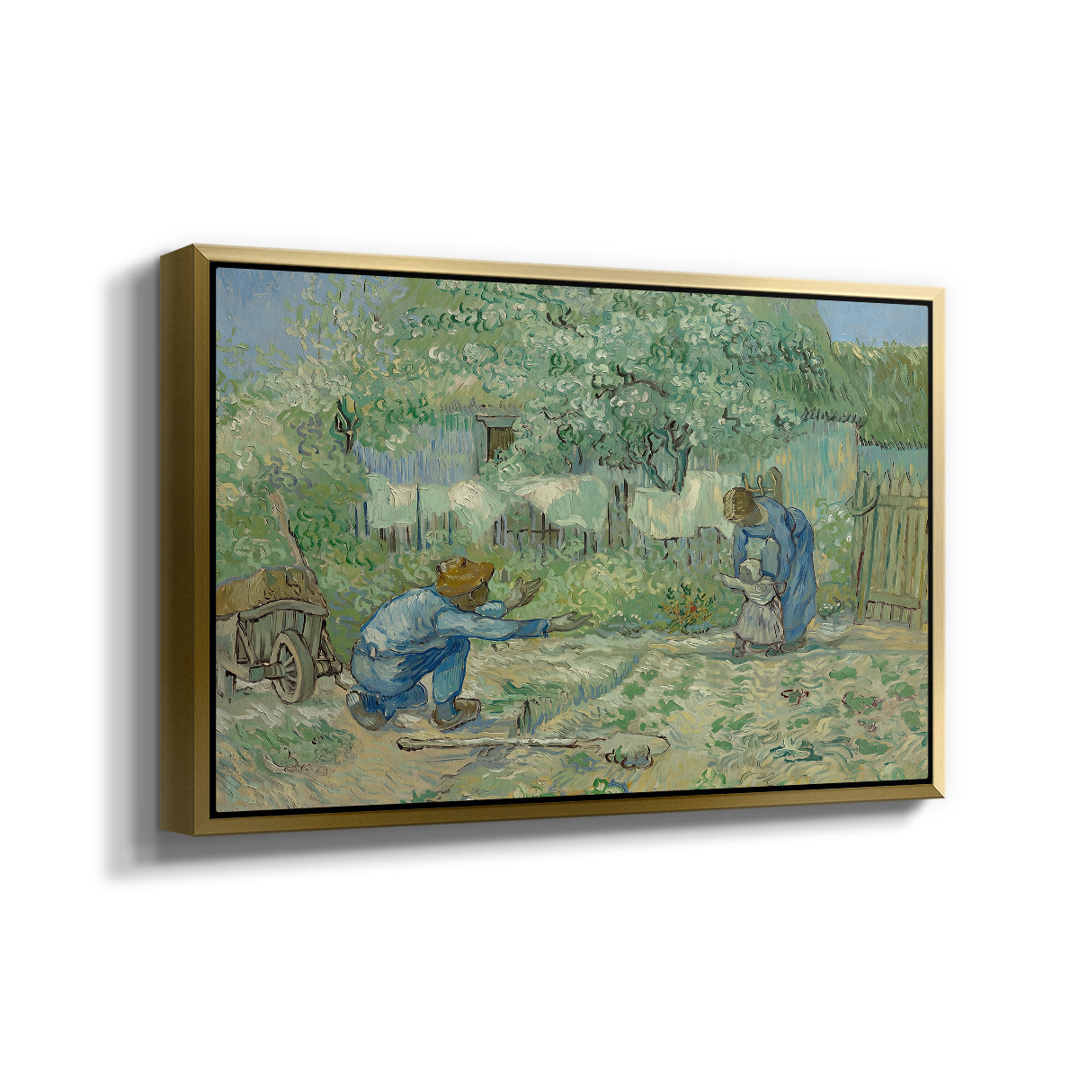 First Steps after Millet, 1890 - Floater Framed Canvas Print