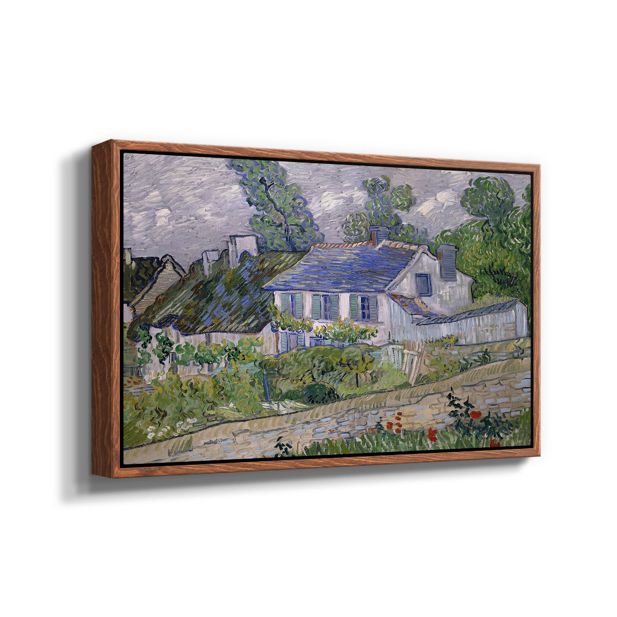 Houses in Auvers, 1890 - Floater Framed Canvas Print