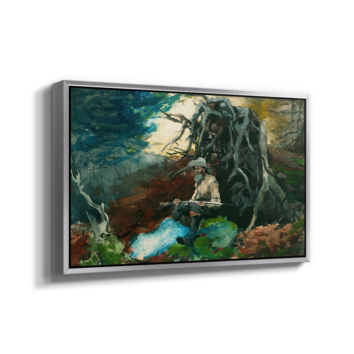 Campfire, Adirondacks, 1892 - Floater Framed Canvas Print
