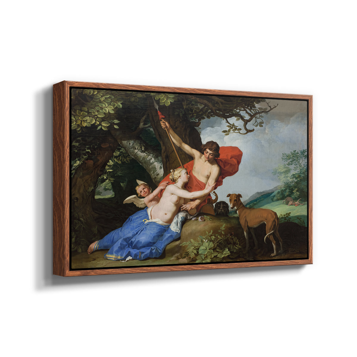 Venus and Adonis, 1632 - Floater Framed Canvas Print