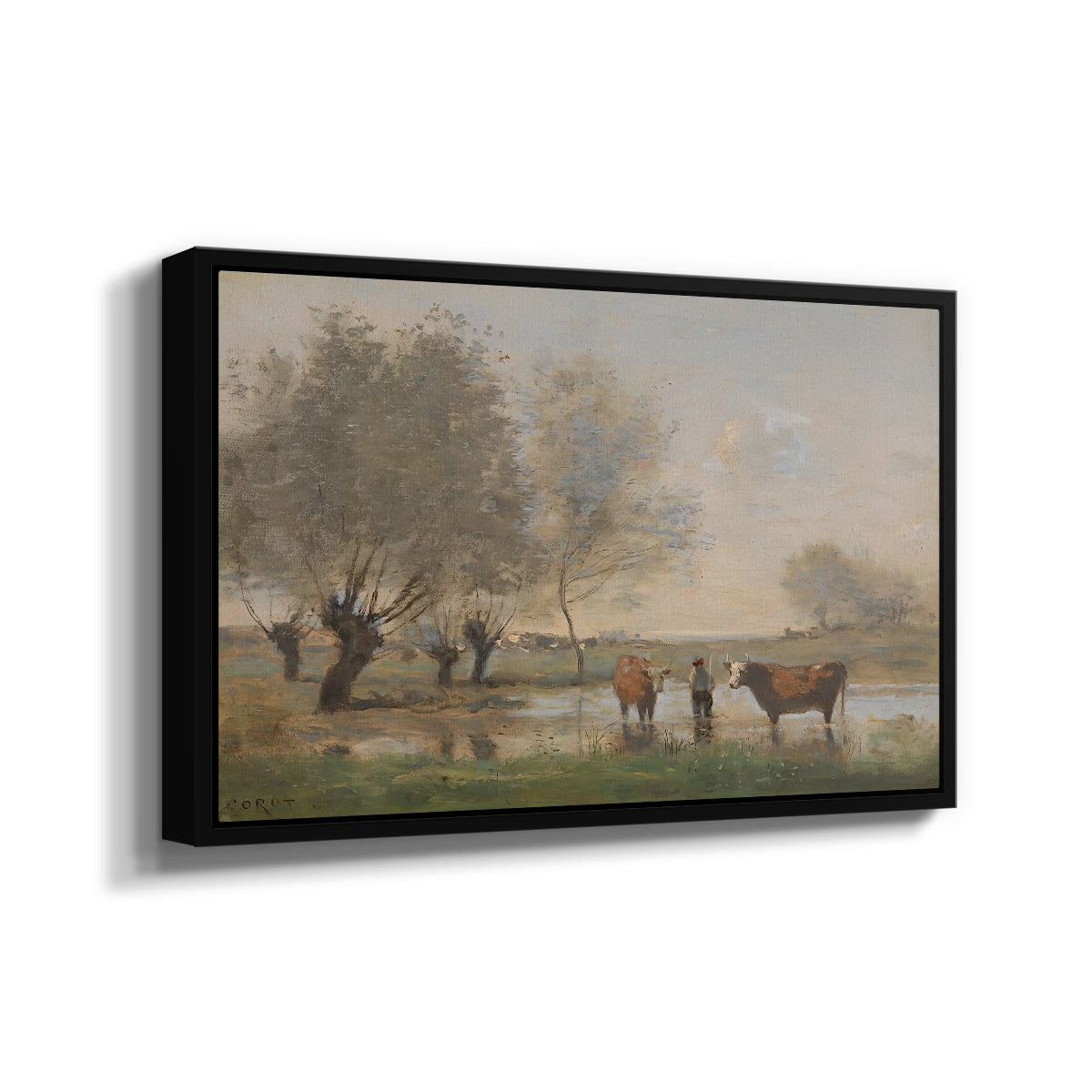 Cows in a Marshy Landscape, c. 1873-1874 - Floater Framed Canvas Print