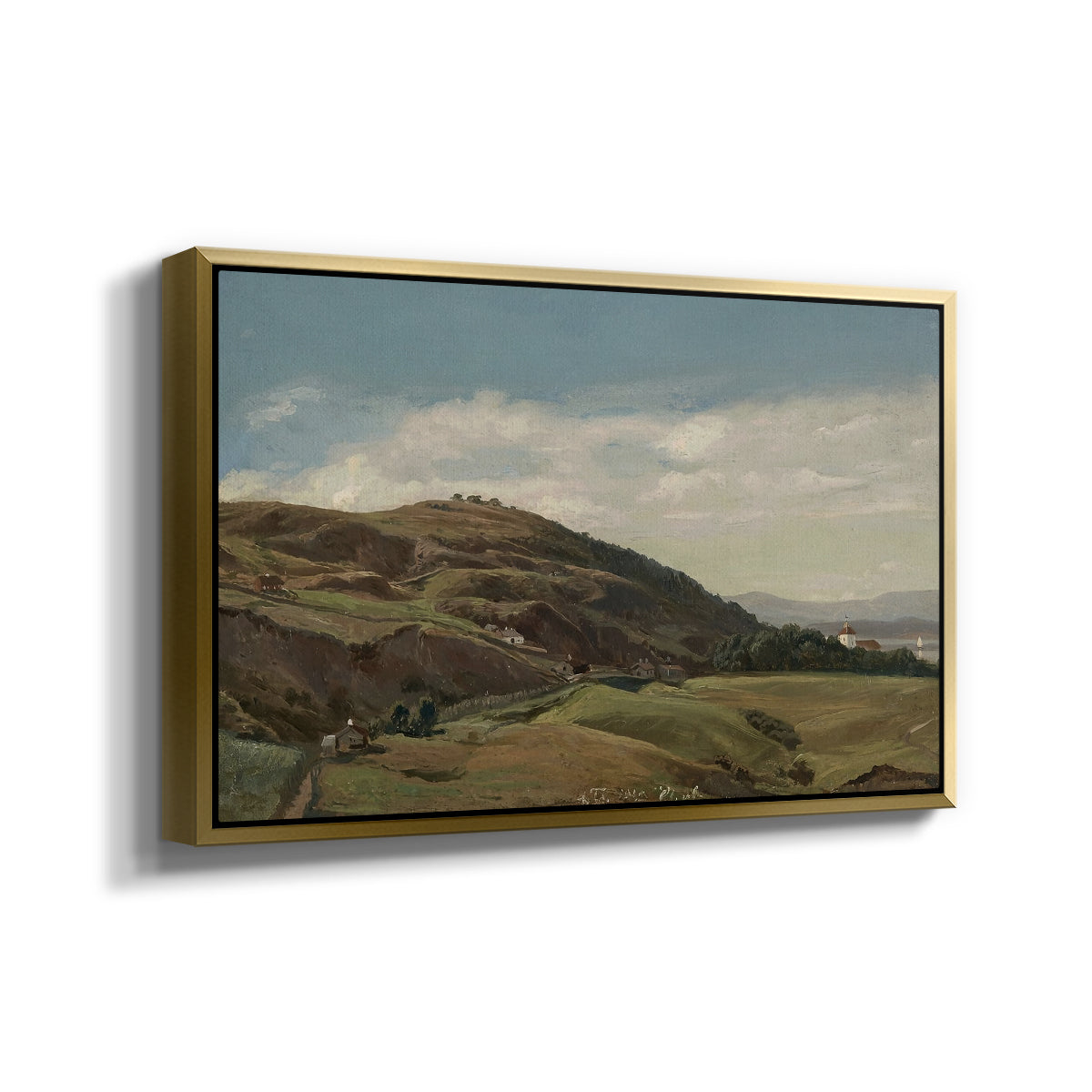 Ekeberg and Oslo Church, 1852 - Floater Framed Canvas Print