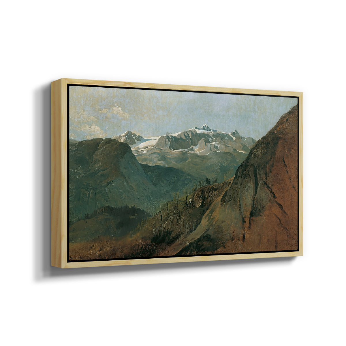 The Dachstein from the Plassen near Hallstatt, 1827 - Floater Framed Canvas Print