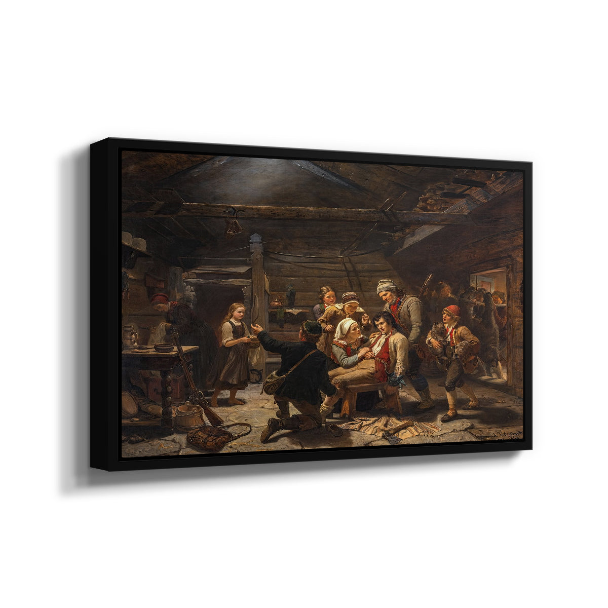 The Return of the Bear Hunter, 1856 - Floater Framed Canvas Print