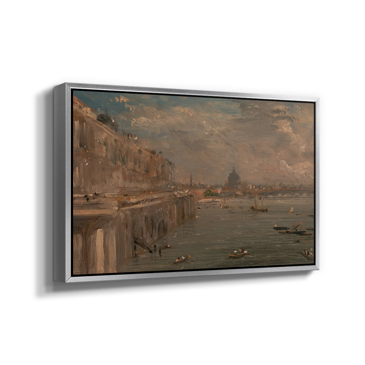 Somerset House Terrace from Waterloo Bridge, c. 1819 - Floater Framed Canvas Print