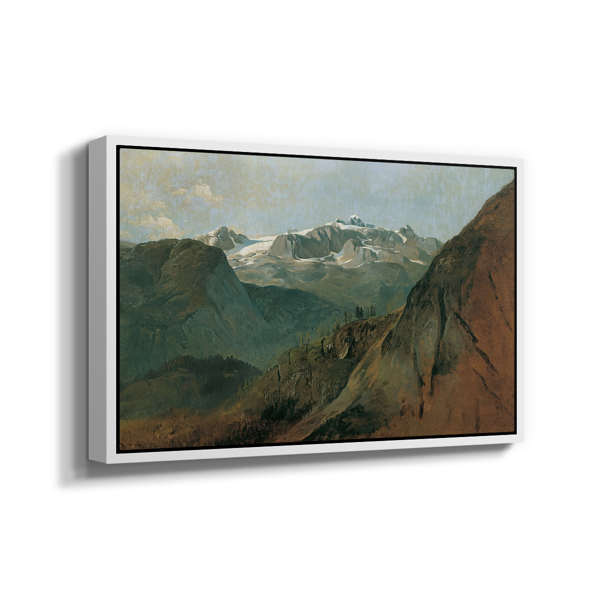 The Dachstein from the Plassen near Hallstatt, 1827 - Floater Framed Canvas Print