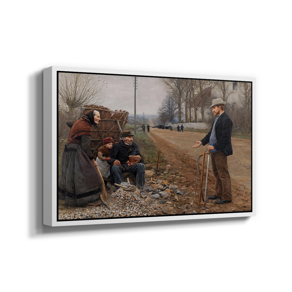 People by a Road, 1893 - Floater Framed Canvas Print