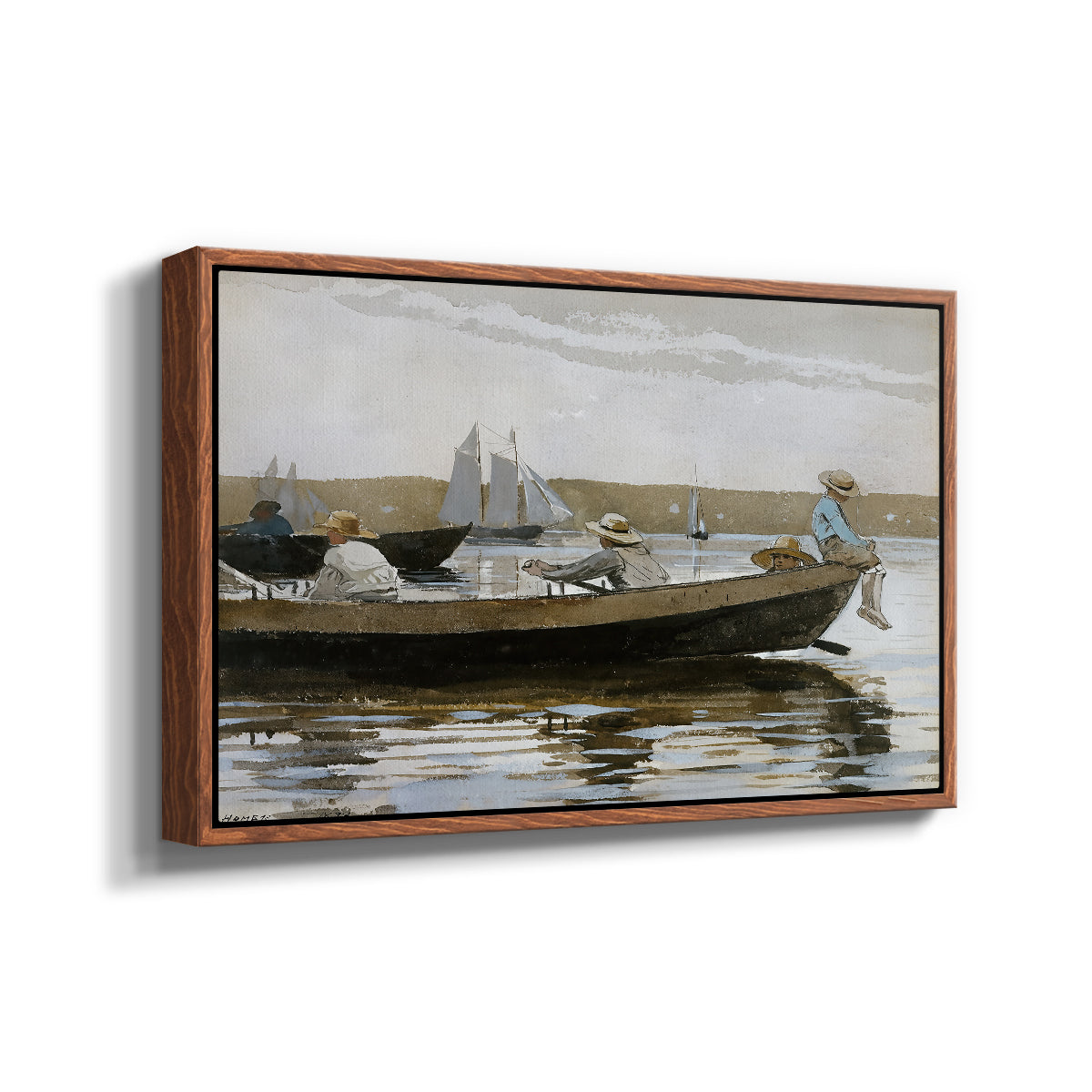 Boys in a Dory, 1873 - Floater Framed Canvas Print