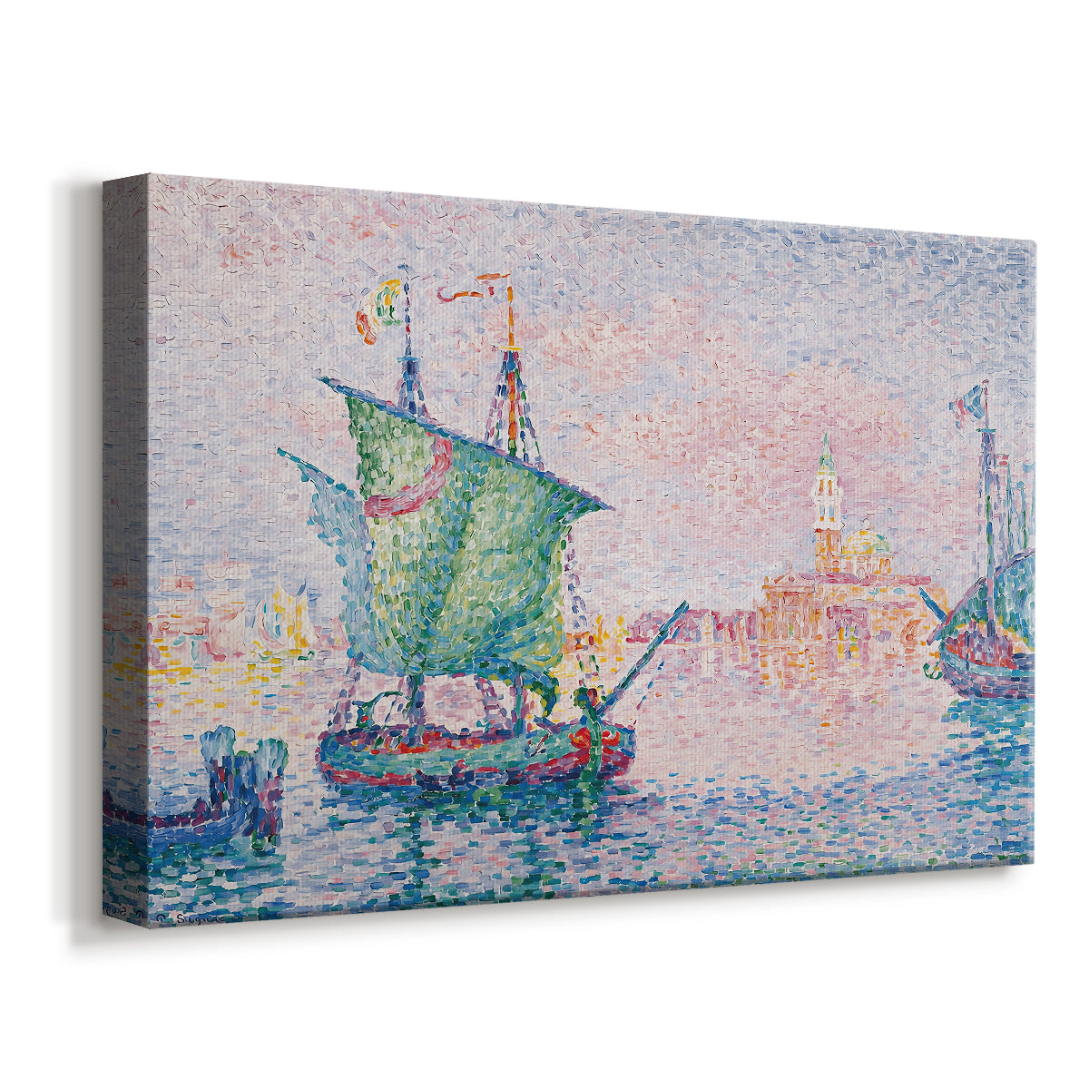 Canvas art print featuring an atmospheric coastal scene, displayed at an angle
