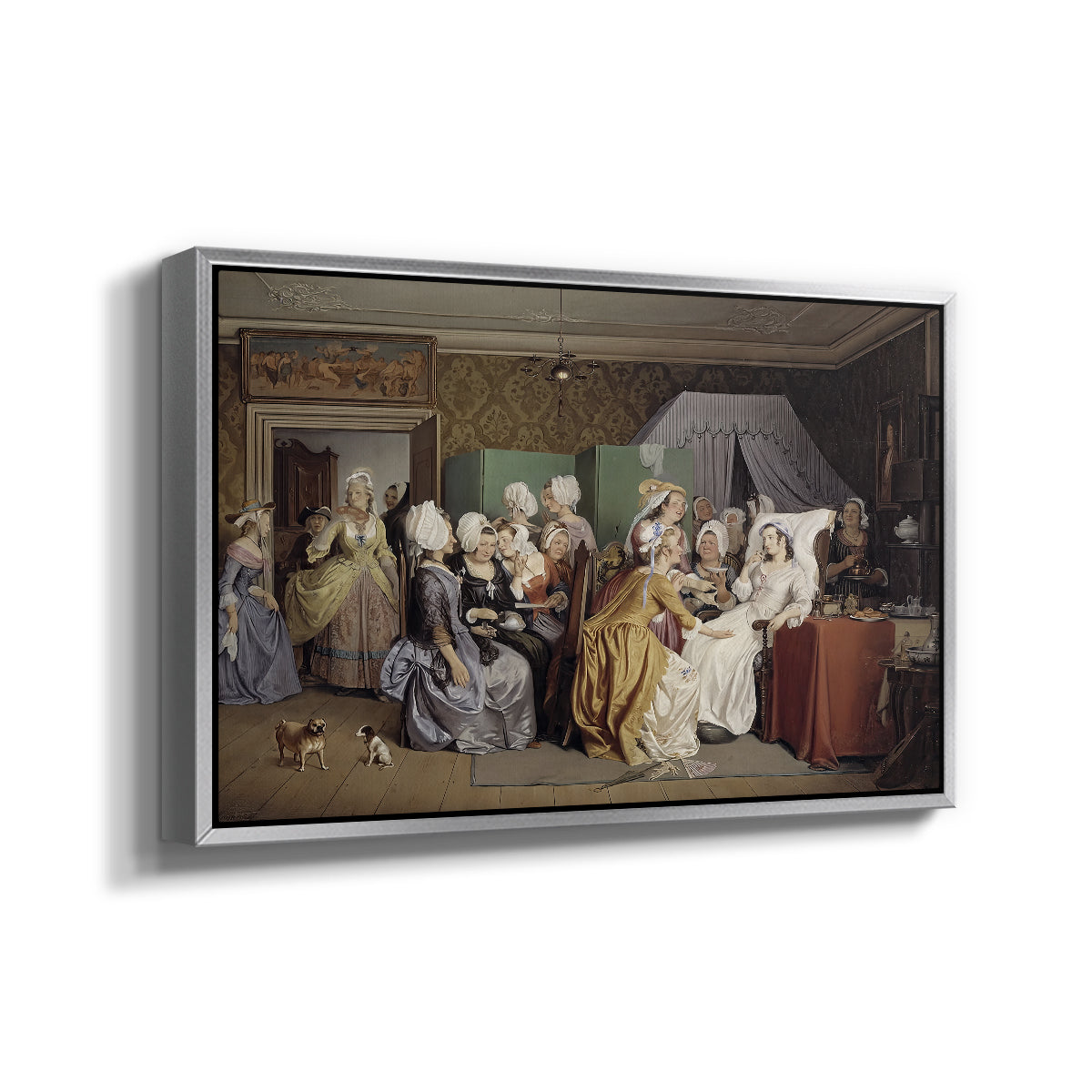 The Maternity Room (Scene from "Barselstuen"), 1845 - Floater Framed Canvas Print