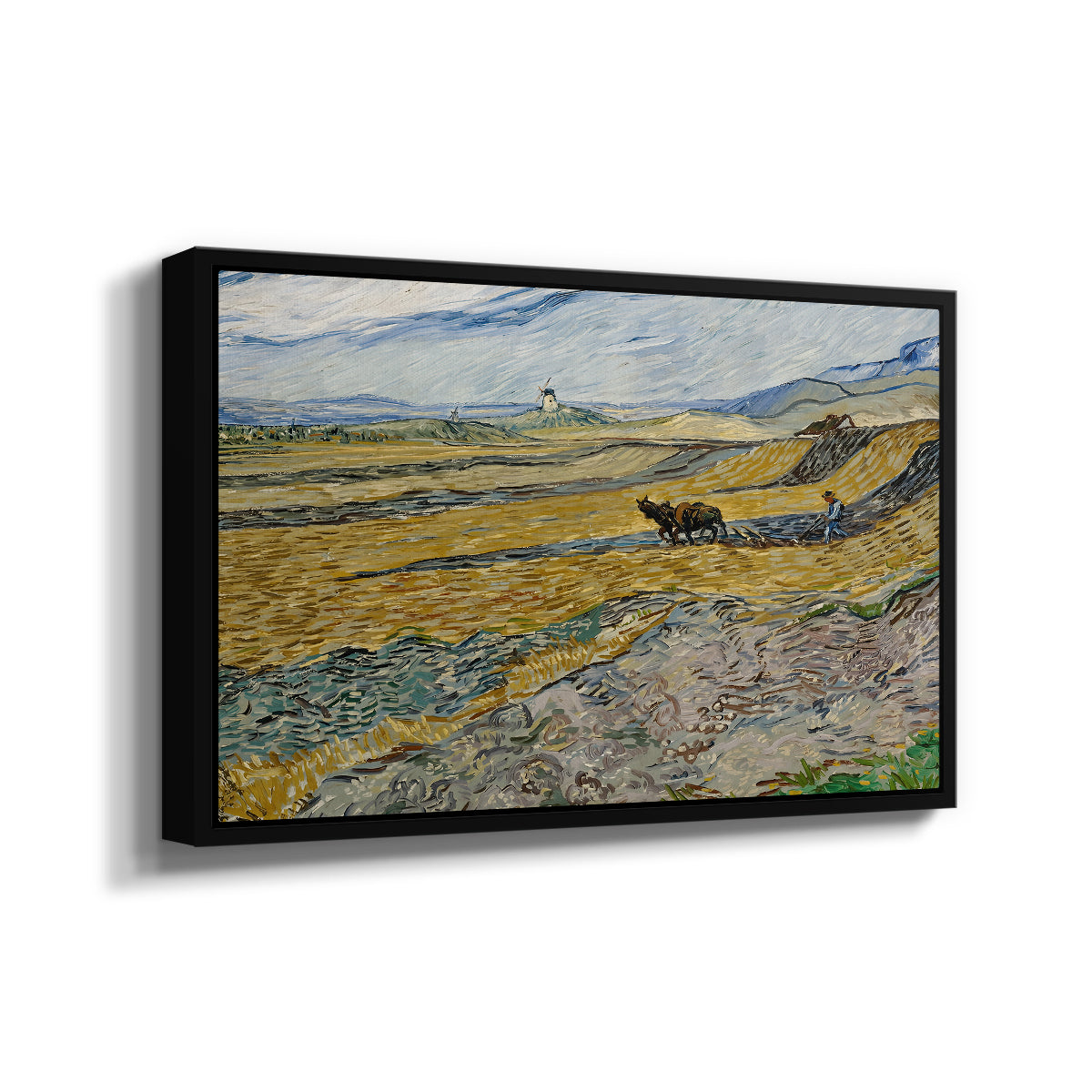 Enclosed Field with Ploughman, 1889 - Floater Framed Canvas Print