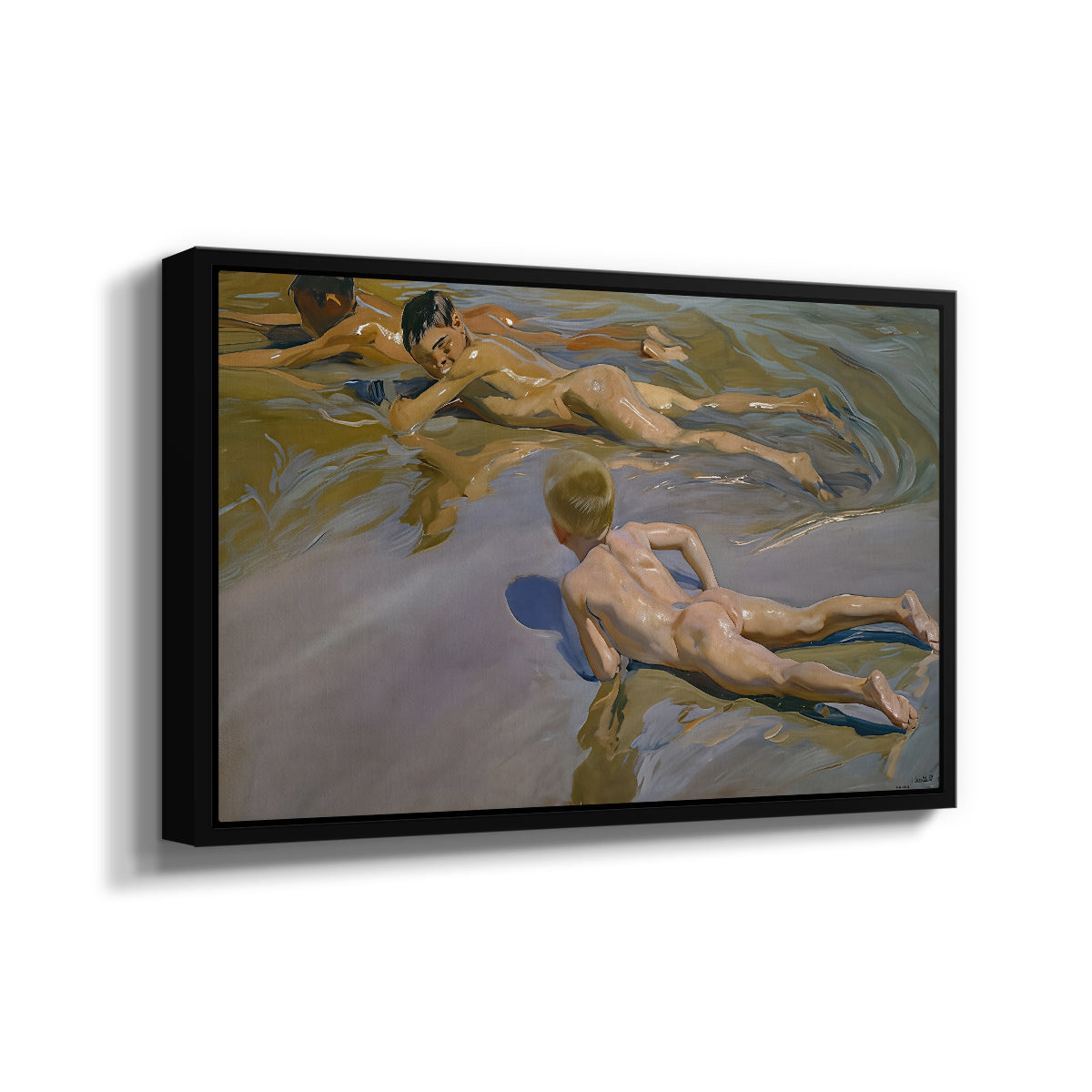 Boys on the Beach, 1910 - Floater Framed Canvas Print