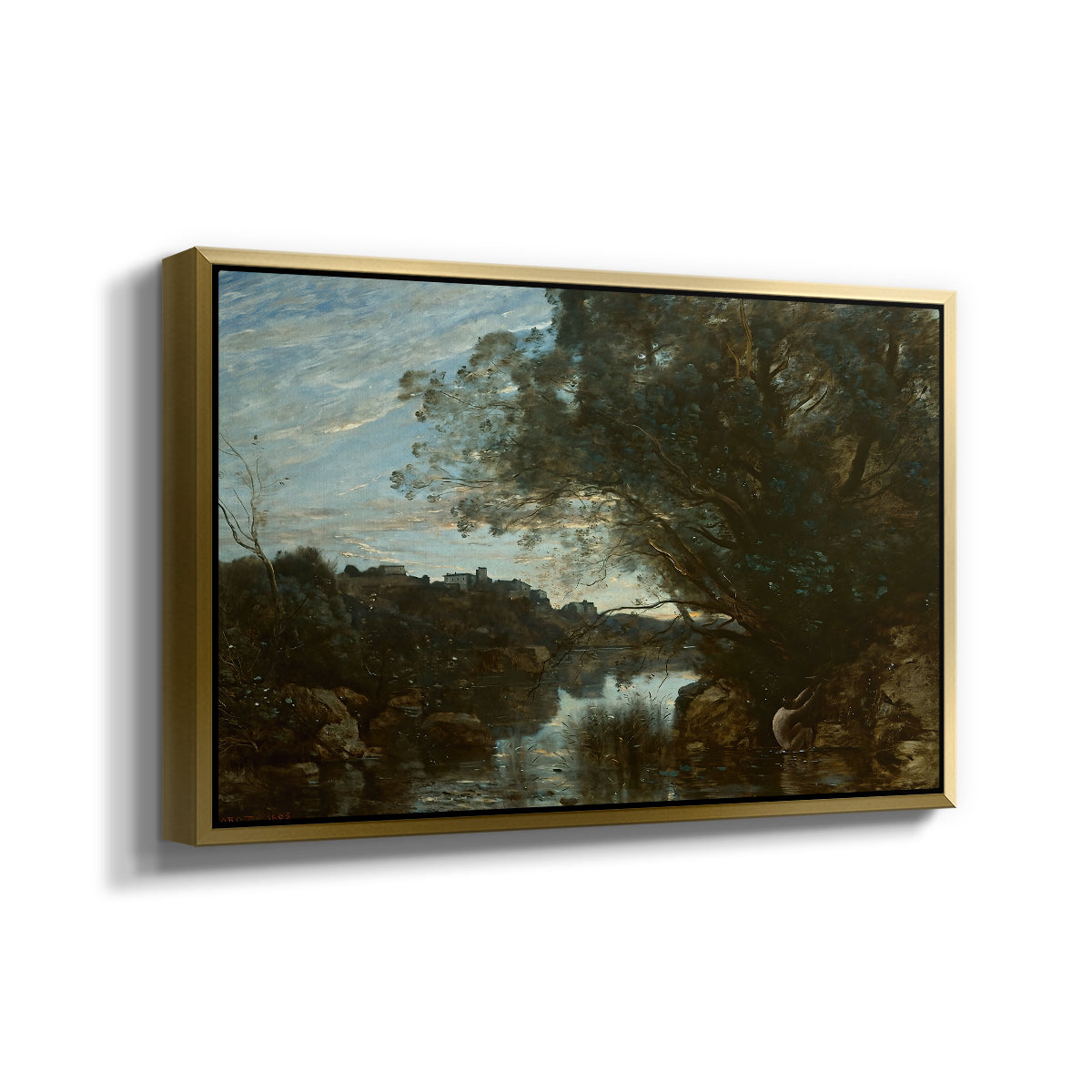 Souvenir of the Environs of Lake Nemi, 1865 - Floater Framed Canvas Print