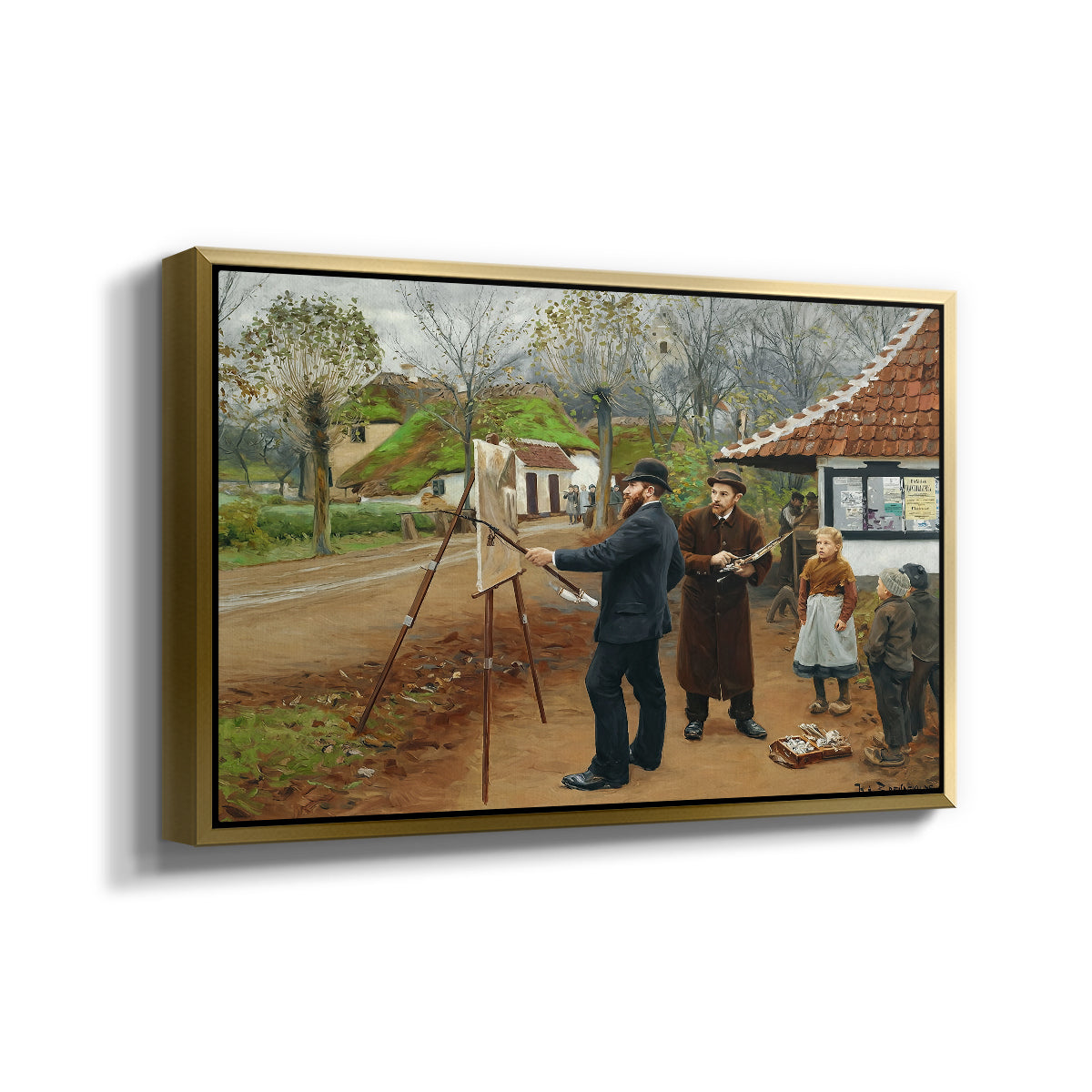 L. A. Ring Painting near Aasum Smithy, 1893 - Floater Framed Canvas Print