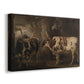 Canvas art print featuring a detailed livestock portrait featuring paired oxen outdoors, displayed at an angle
