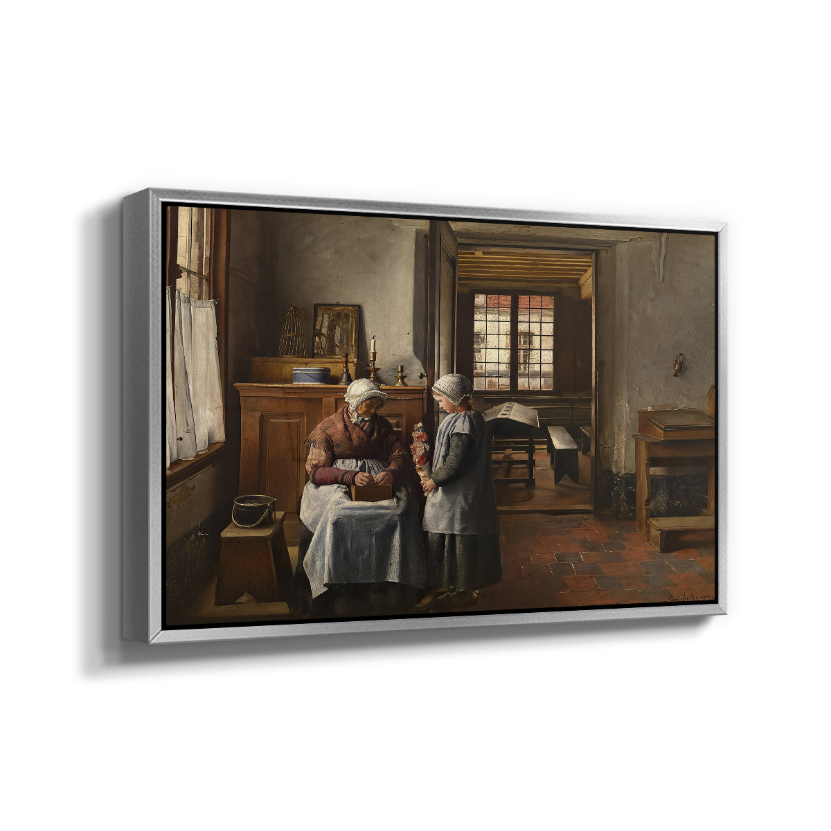 Grandmother's Feast, 1873 - Floater Framed Canvas Print